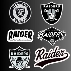 Raiders Sticker Pack Bundle of 6 – 5" Oakland / Las Vegas Raiders NFL Stickers